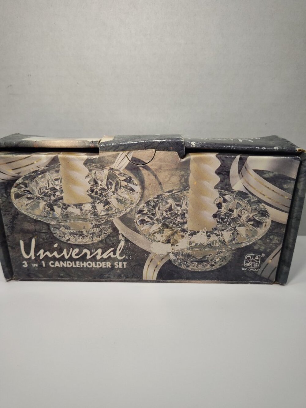 Universal 2 Pc Glass Votive Candle Holder Set Crystal Style Malaysia w/ Box